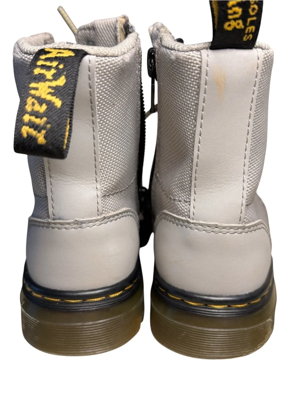 Dr Martens Kids Combs J Light Gray Lace-Up Canvas Combat Boots 11